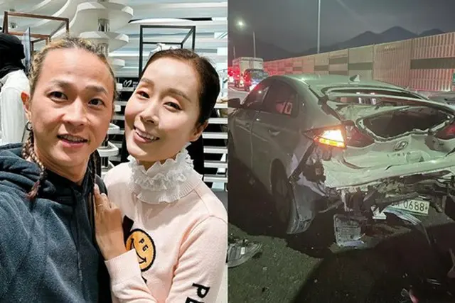 公演芸術家ポッピン・ヒョンジュンの妻パク・エリ、3重追突事故で車がメチャメチャに…救急室行き（画像提供:wowkorea）