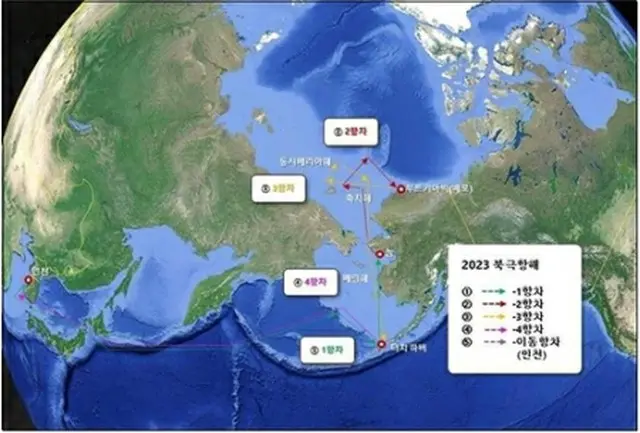 北極航海の運航計画（極地研究所提供）＝（聯合ニュース）≪転載・転用禁止≫