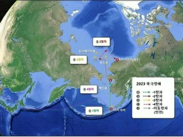 北極航海の運航計画（極地研究所提供）＝（聯合ニュース）≪転載・転用禁止≫