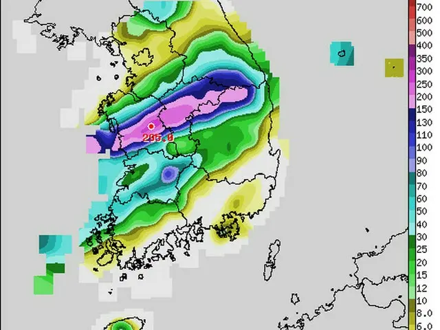 朝鮮半島で帯状の集中豪雨…各地の累積降水量詳報＝韓国（画像提供:wowkorea）