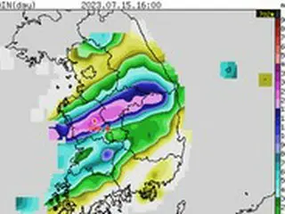 朝鮮半島で帯状の集中豪雨…各地の累積降水量詳報＝韓国