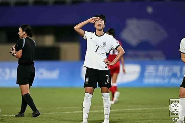 フィリピン戦でハットトリックを達成した韓国のソン・ファヨン（大韓サッカー協会提供）＝（聯合ニュース）≪転載・転用禁止≫