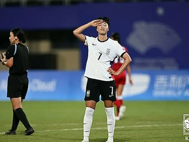 フィリピン戦でハットトリックを達成した韓国のソン・ファヨン（大韓サッカー協会提供）＝（聯合ニュース）≪転載・転用禁止≫