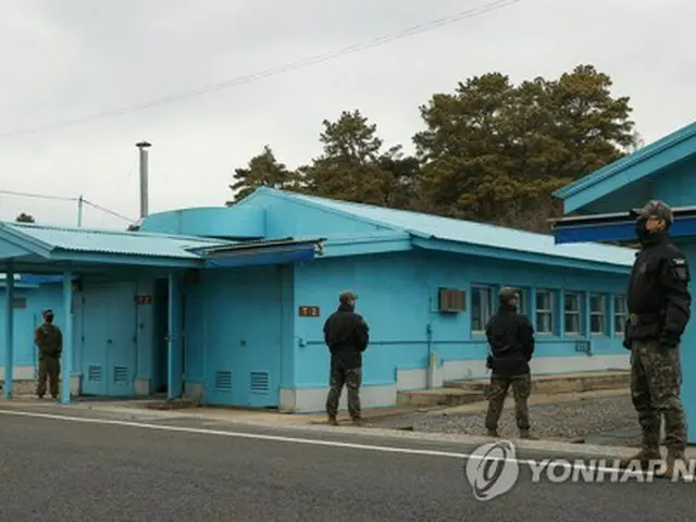 板門店で警戒任務に当たる韓国軍の兵士。３月撮影（資料写真）＝（聯合ニュース）