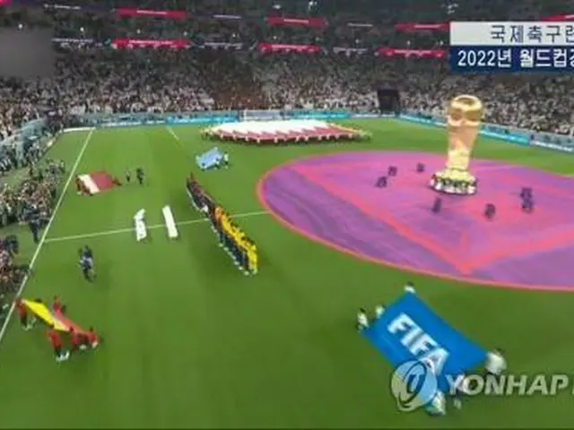 ２２年サッカーＷ杯カタール大会は、一部の試合が北朝鮮でテレビ放送された（朝鮮中央テレビの映像より）＝（聯合ニュース）≪転載・転用禁止≫