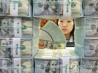 韓国の外貨準備高４１５７億ドル　米ドル高で減少