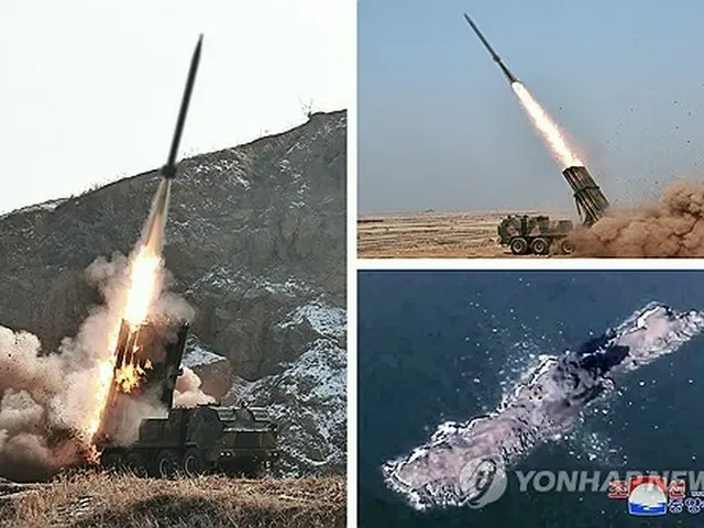 朝鮮中央通信は１２日、「国防科学院が１１日に２４０ミリ操縦放射砲弾の弾道操縦の射撃試験を行った」と報じた＝（朝鮮中央通信＝聯合ニュース）≪転載・転用禁止≫