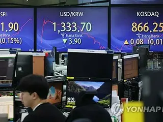 韓国総合株価指数　反発で始まるも下落