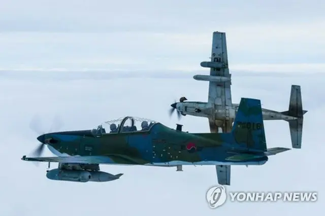 韓国空軍の軽攻撃機ＫＡ１（空軍提供）＝（聯合ニュース）≪転載・転用禁止≫