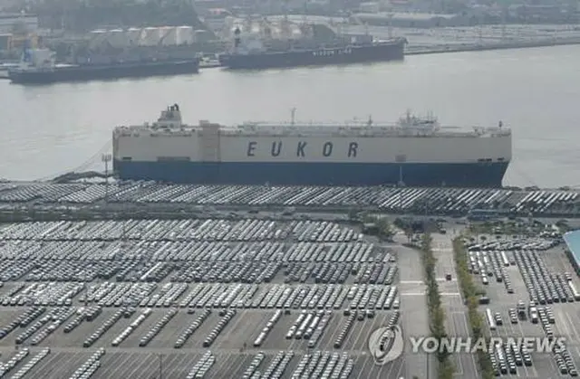 現代自動車蔚山工場の輸出船積み埠頭（資料写真）＝（聯合ニュース）