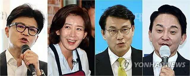 「国民の力」の代表選に出馬した（左から）韓東勲氏、羅卿ウォン氏、尹相現氏、元喜龍氏（資料写真）＝（聯合ニュース）