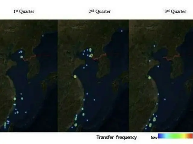 ２０２３年、海上で積み荷を移し替えて密輸する北朝鮮の「瀬取り」が確認された地点（国連安保理専門家パネルの報告書より）＝（聯合ニュース）≪転載・転用禁止≫