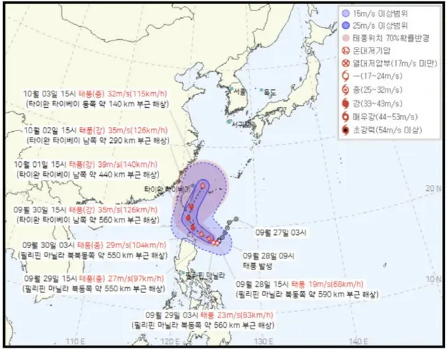 台風18号、朝鮮半島に向かうか...来月初めに影響の可能性＝韓国