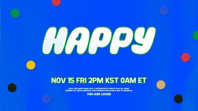 ＪＩＮのファーストソロアルバム「ＨＡＰＰＹ」が１１月１５日に発売される（ビッグヒットミュージック提供）＝（聯合ニュース）≪転載・転用禁止≫