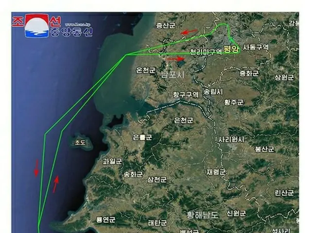 北朝鮮が公開した韓国無人機の飛行経路を示すグラフィック＝（朝鮮中央通信＝聯合ニュース）≪転載・転用禁止≫