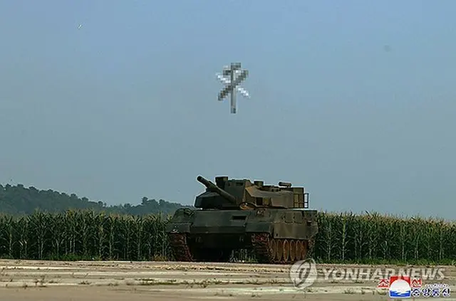 自爆型無人機の性能試験＝（朝鮮中央通信＝聯合ニュース）≪転載・転用禁止≫