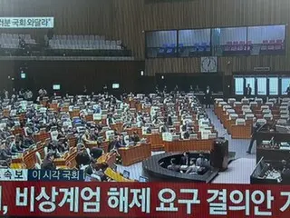 韓国国会　非常戒厳令の解除要求案可決