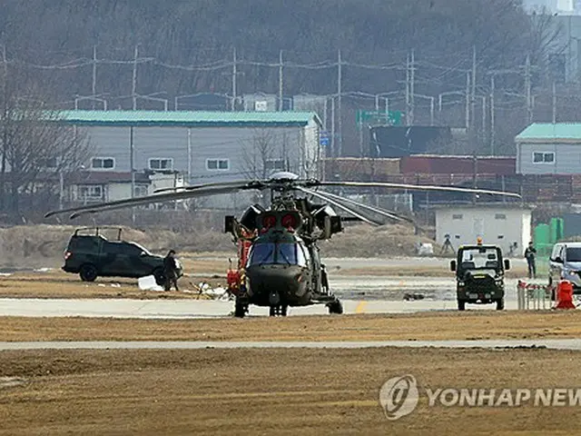 無人機とヘリコプターの衝突事故があった陸軍航空部隊＝１７日、楊州（聯合ニュース）