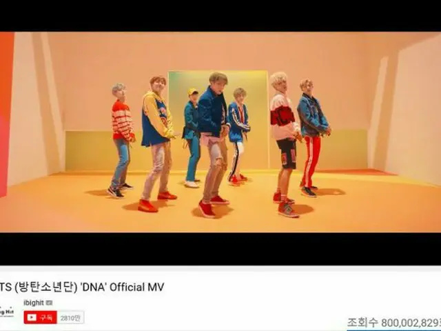 「防弾少年団」(BTS)「DNA」ミュージックビデオが8億ビュー突破初代記録樹立！